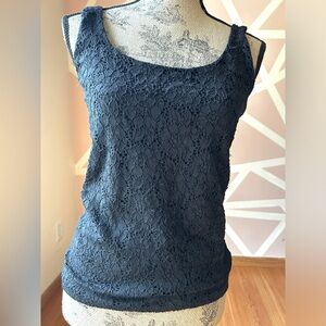 White House Black Market black lace tank top, size small